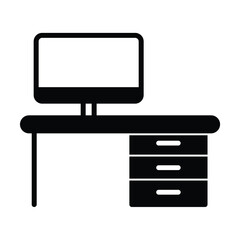 work from home, computer setup icon vector