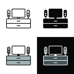 tv on the desk icon home interior vector