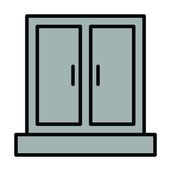 wooden door window icon vector