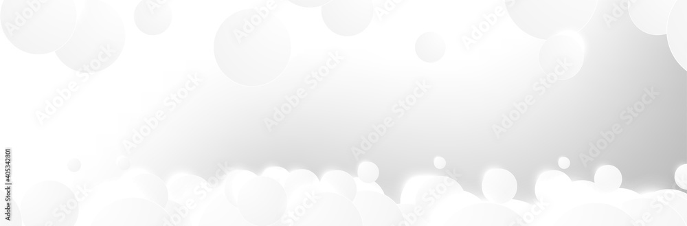 Poster abstract gray white background. 3d sphere pattern. glowing circles. round shapes. neutral calm vecto