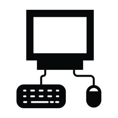 computer with keyboard and mouse icon vector