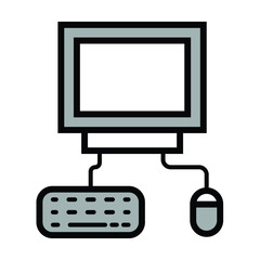 computer with keyboard and mouse icon vector