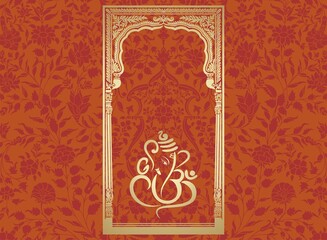 Ganesha, wedding card, royal Rajasthan, India	