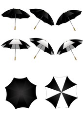 set of black umbrellas