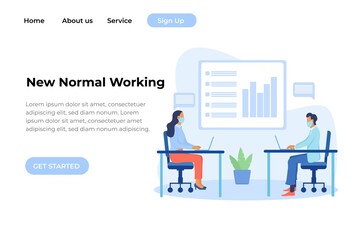 Unique Modern flat design concept of New Normal Working for website and mobile website. Landing page template. Easy to edit and customize. Vector illustration