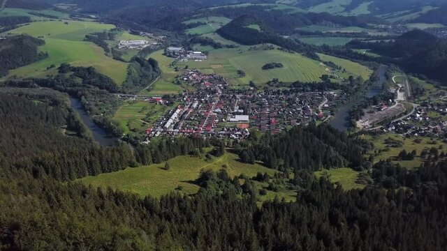 Aerial view of Orava river bend, near Podbiel village, Slovakia. 2.5x speeded up from 24 fps.