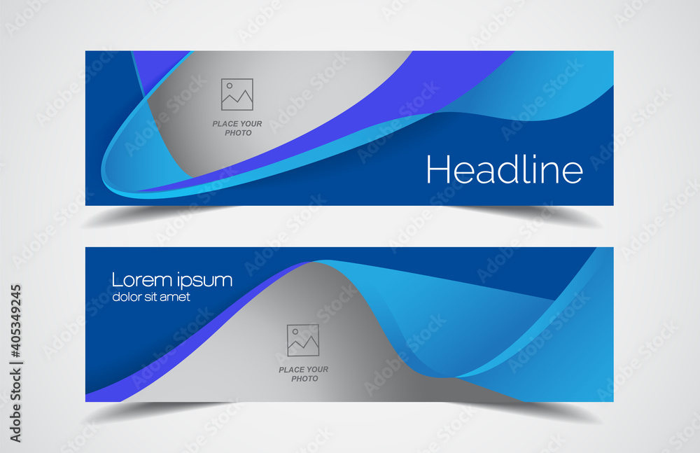 Wall mural set of modern design - vector web banners design background or header templates, horizontal advertis