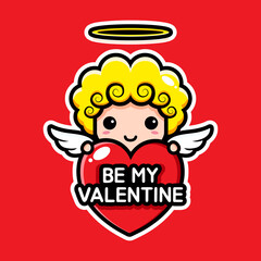 cute cupid character designs hugging hearts
