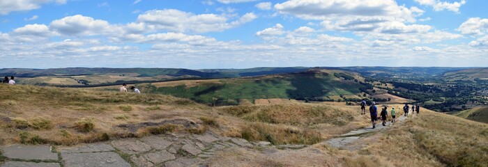 Fototapeta na wymiar Beautiful panoramic landscape of the Peak District National Park, Derbyshire, United Kingdom, the first national park in England and also a popular tourist destination – August, 2018.
