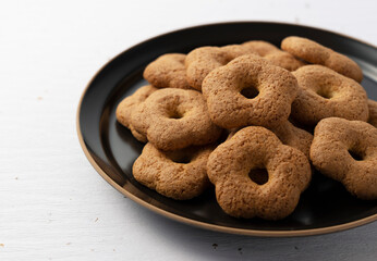 Japanese baked goods set against a background of Japanese paper. Sobaboro
