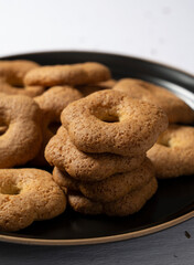 Japanese baked goods set against a background of Japanese paper. Sobaboro