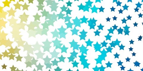 Light Blue, Yellow vector background with colorful stars.