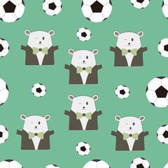 seamless football doodle pattern with a green background