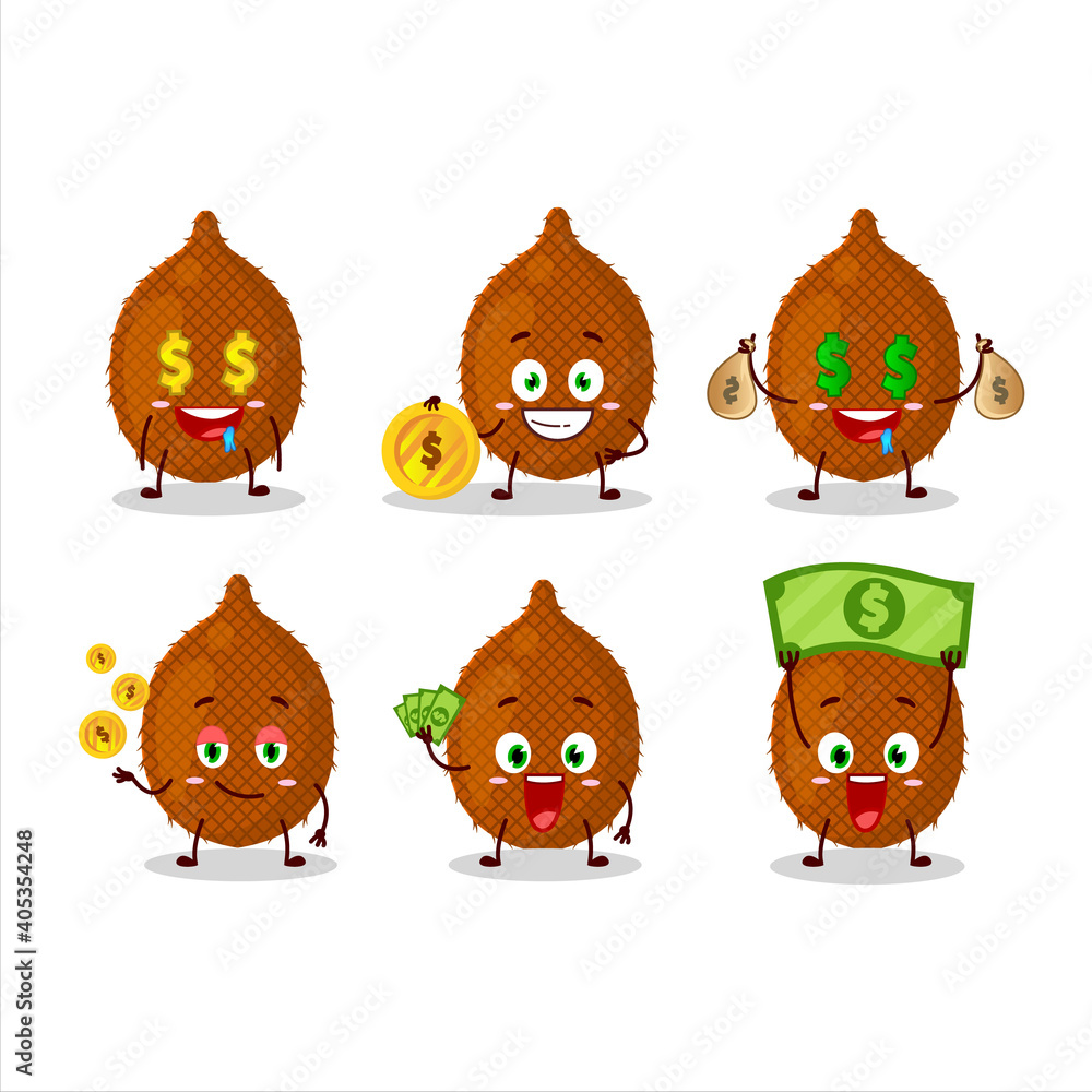 Poster Salak cartoon character with cute emoticon bring money