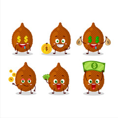 Salak cartoon character with cute emoticon bring money