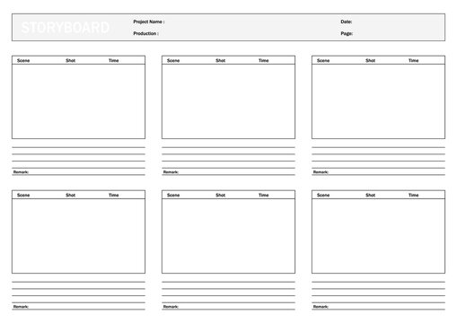 Film or Animation storyboard. Design template on white background.
