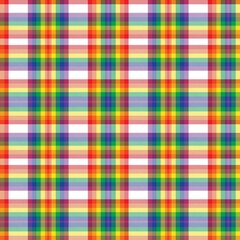 Rainbow Plaid Tartan Checkered Seamless Pattern