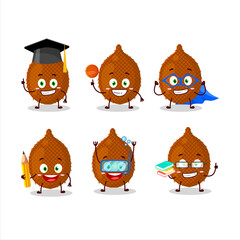 School student of salak cartoon character with various expressions