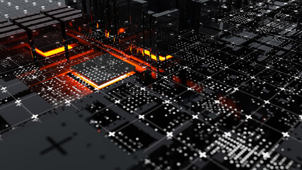 Abstract Central Computer Processors Concept. 3D illustration