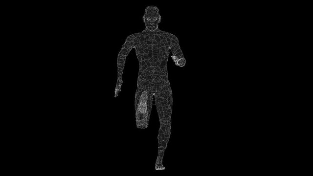 A man runs on a black background. Seamless