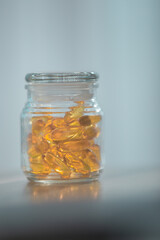 A pill in a glass bottle
