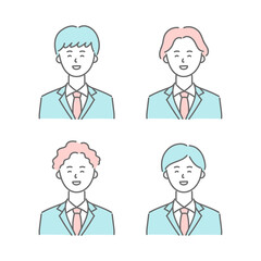 Set of smiling office worker, vector illustration