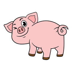 Cartoon Pig From the Back Illustration