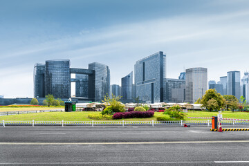 Hangzhou Qianjiang New City under the blue sky