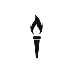 Torch flame icon flat style isolated on white background. Vector illustration