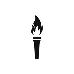 Torch flame icon flat style isolated on white background. Vector illustration