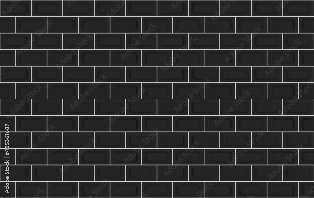 Poster 3d rendering. seamless modern dark rectangle brick blocks stack wall design background.