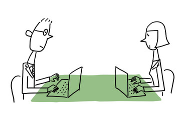 ビジネス　仕事中　パソコン　男性　女性　