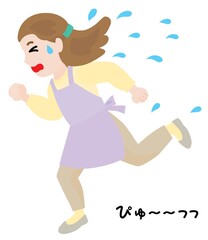 逃げる主婦のイラスト