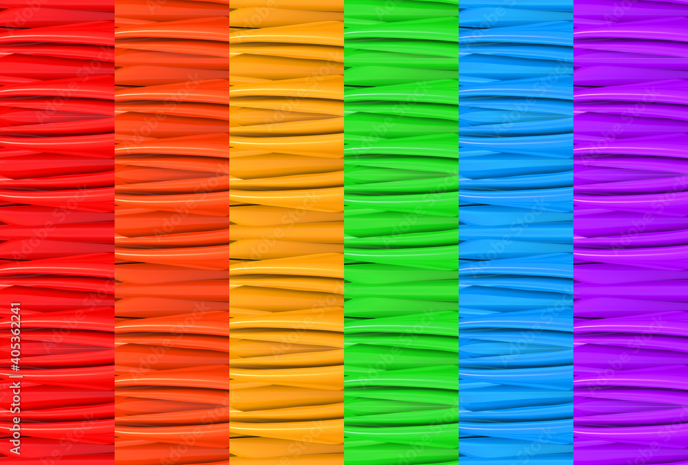 Poster 3d rendering. lgbt rainbow color square pattern design wall background.