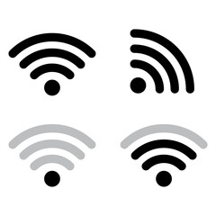Icon with wifi icons. Communication icon set.  Laptop flat vector  illustration. Stock image. EPS 10.