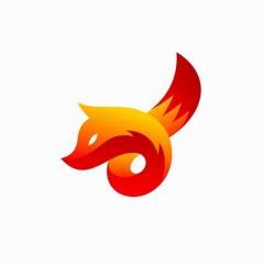 red fox logo with fire element