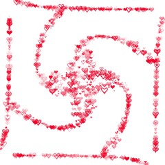 Red heart collection icon, love symbol, isolated on white. illustration. Lines of red and yellow hearts. A cluster of hearts.