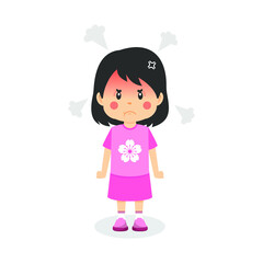 Stock Vector Angry Little Girl Character