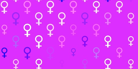 Light Purple vector backdrop with women power symbols.