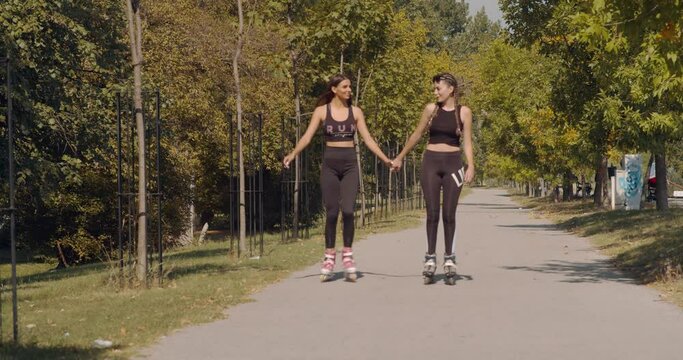 Girls skating in the park