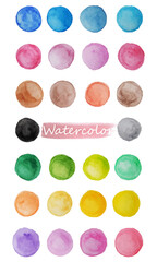 Obraz na płótnie Canvas Vector watercolor big set of circles, stains. Multicolored set on white background