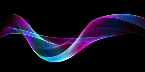 Abstract colourful wave on a black background	