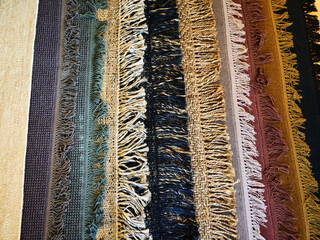 Closeup details of rustic design carpets