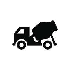 Concrete mixer truck icon vector graphic illustration