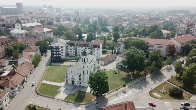 A drone view of Brcko under the sunlight in Bosnia and Herzegovina shot in HD