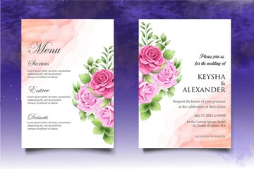 Wedding Invitation Card with Hand Drawn Floral Decoration