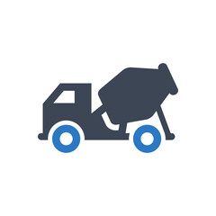 Concrete mixer truck icon vector graphic illustration