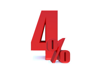 4 Percent off 3d Sign on White Background, Special Offer % 4 Discount Tag, Sale Up to 4 Percent Off,big offer, Sale, Special Offer Label, Sticker, Tag, Banner, Advertising, offer Icon
