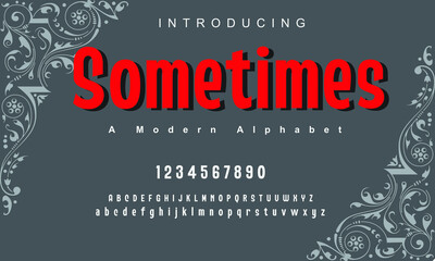 Sometimes font. Elegant alphabet letters font and number. Classic Copper Lettering Minimal Fashion Designs. Typography fonts regular uppercase and lowercase. vector illustration
