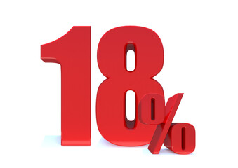18 Percent off 3d Sign on White Background, Special Offer 18% Discount Tag, Sale Up to 18 Percent Off,big offer, Sale, Special Offer Label, Sticker, Tag, Banner, Advertising, offer Icon